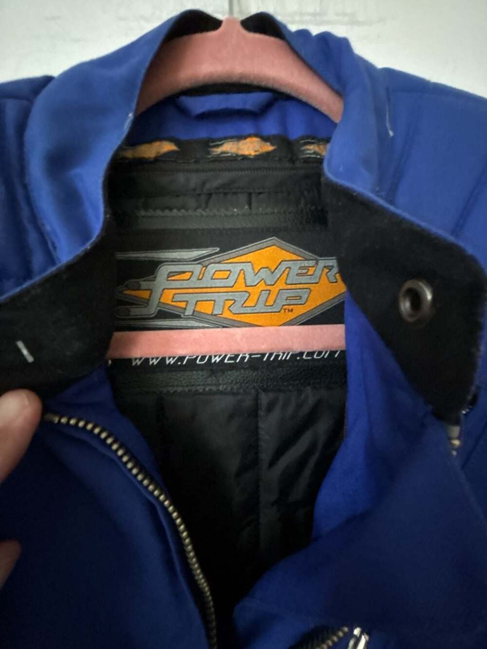 Power Trip Motorcycle Jacket Blue Nylon Armored Racing